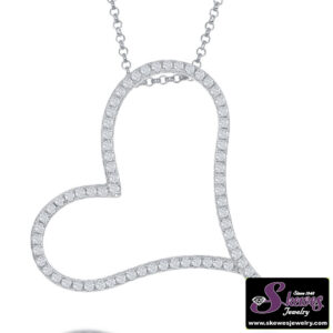 Elegant Sterling Silver Heart Pendant with Micro Pave CZ