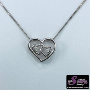 Sterling Silver Two-Stone Diamond Pendant