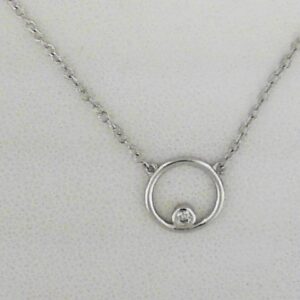 Sterling Silver Open Circle Necklace with Bezel-Set Cubic Zirconia