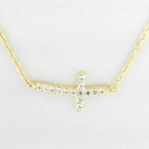 Elegant Sterling Silver Cross Necklace with Yellow Gold Plating