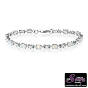 Elegant Sterling Silver Oval Created White Opal Stones Jewelry