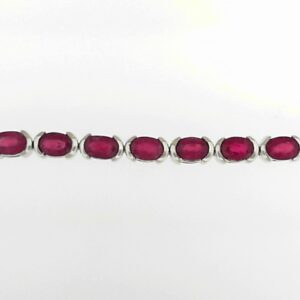 Elegant Sterling Silver Oval Ruby Bracelet
