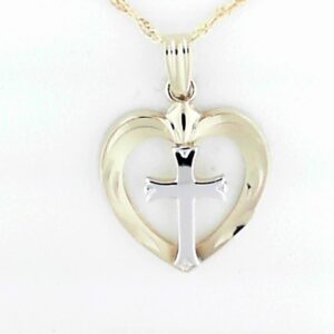 14K Gold Filled Heart with Cross Pendant, 18 Chain