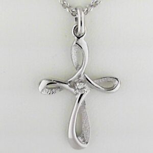 Elegant Sterling Silver Cross Pendant with Genuine Diamond Accent