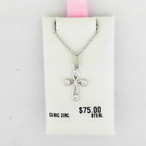Elegant Sterling Silver Cubic Zirconia Loop Cross Pendant