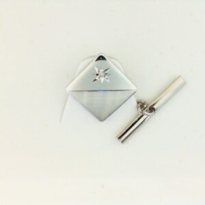 Rhodium Tie Tack with Diamond