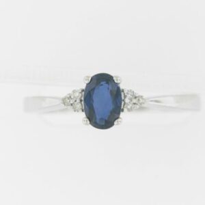 10K White Gold Sapphire and Diamond Ring