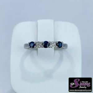 10K White Gold Sapphire and Diamond Ring