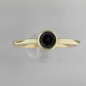10K Yellow Gold 4mm Mystic Fire Topaz Bezel Ring
