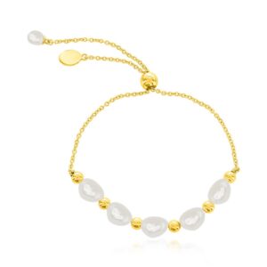 Sterling Silver Gold-Plated Freshwater Pearl and Bead Bracelet