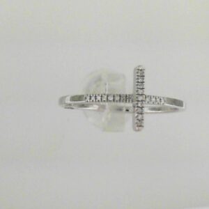 Elegant Sterling Silver Sideways Cross Ring with Diamonds