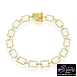 Sterling Silver and Yellow Gold Plated Paperclip Design Bracelet