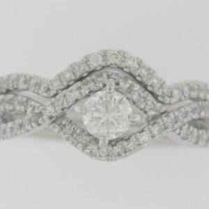 14K White Gold Semi-Mount Engagement and Wedding Ring Set