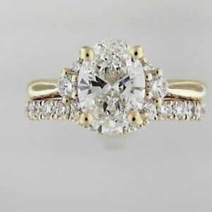 14K Yellow Gold Lab Grown Diamond Oval Semi-Mount Engagement Ring Set