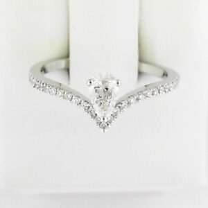 Elegant 14K White Gold Lab Grown Diamond Pear Semi-Mount Ring