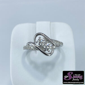 14K White Gold Diamond Two-Stone Ring