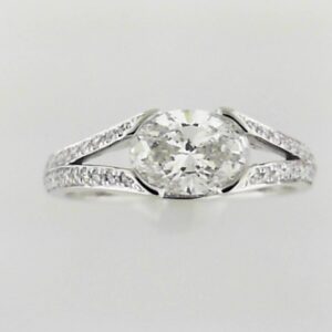 14K White Gold 1.00ct Oval Lab Grown Diamond Ring