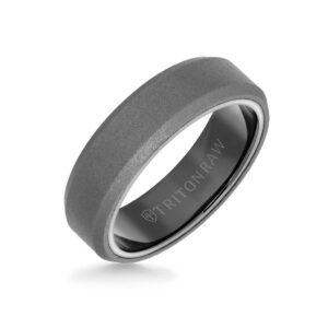 Tungsten Raw Ring with Sandblasted Finish and Black Interior Shine