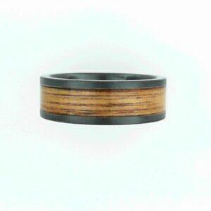 Black Ceramic Ring with 8mm Rye Stone, Size 10.5