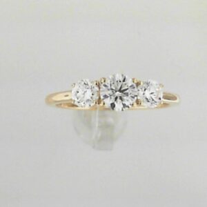 14K Yellow Gold Lab Grown Diamond Three Stone Ring