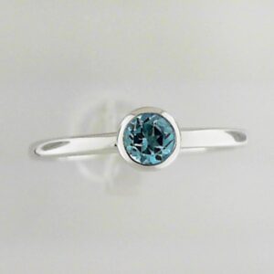 10K White Gold 4mm Blue Topaz Bezel Ring