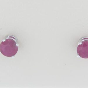 14K White Gold Ruby Stud Earrings