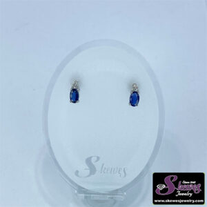 10K White Gold Sapphire and Diamond Earrings
