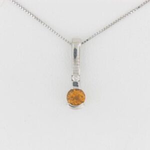10K White Gold Citrine Pendant with Diamond Accent