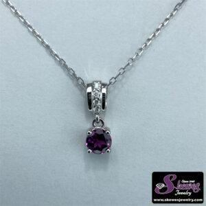 10K White Gold Round Rhodolite Garnet Pendant