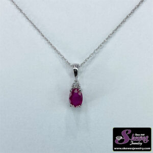 10K White Gold Ruby Pendant with Diamonds