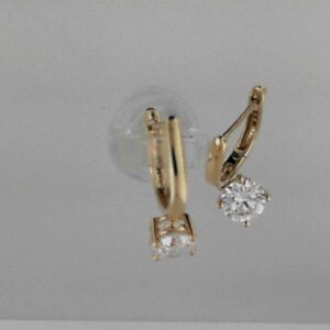 14K Yellow Gold 1 Carat Lab Grown Diamond Hanging Solitaire Hoop Earrings