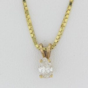 14K Yellow Gold Pear Diamond Pendant