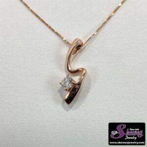 10K Rose Gold Pendant with Round Lab Grown Diamond