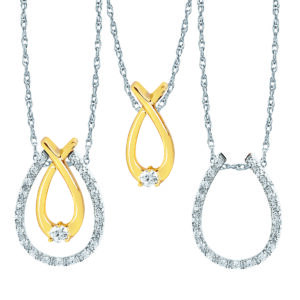 Elegant Two-Tone 10K Teardrop Enhancer Pendant