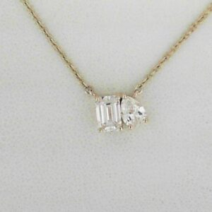 14K Yellow Gold 1.00 ct TW Lab Grown Diamond Toi et Moi Pendant