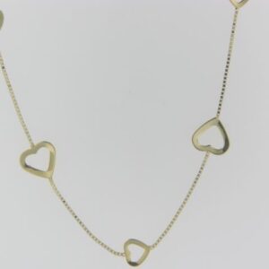 14K Yellow Gold Open Heart Necklace