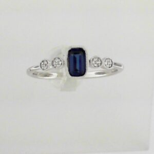 Elegant Sterling Silver Lab-Grown Sapphire and Diamond Ring
