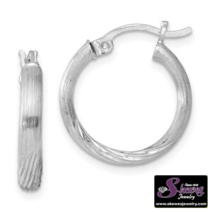 Polished and Satin Sterling Silver Hoop Earrings