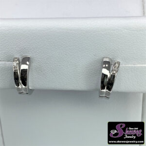 Elegant Sterling Silver Diamond Earrings