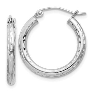 Sterling Silver 2.5mm Diamond Cut Hoop Earrings