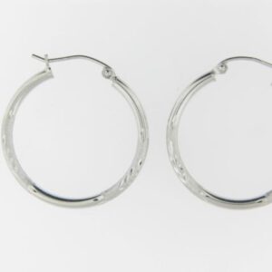 Elegant Sterling Silver 2mm Engraved Hoop