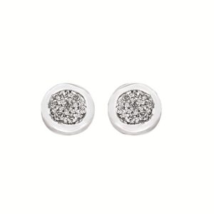 Elegant Sterling Silver Diamond Stud Earrings