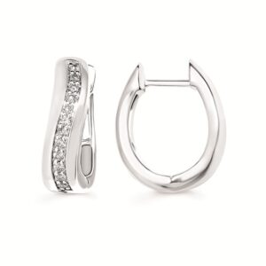 Sparkling Sterling Silver Diamond Hoop Earrings