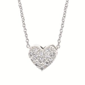 Elegant Sterling Silver Diamond Heart Pendant