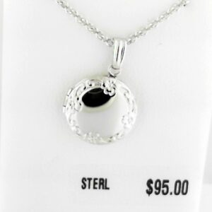 Elegant Sterling Silver Round Engraved Locket