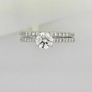 14K White Gold Lab Grown Diamond Engagement Ring with Wedding Band