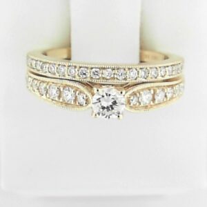 14K Yellow Gold Lab Grown Diamond Engagement and Wedding Ring Set