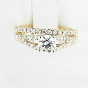 14K Yellow Gold Lab Grown Diamond Semi-Mount Engagement Ring Set