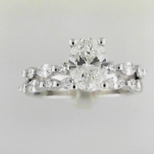 14K White Gold Oval Lab Grown Diamond Semi-Mount Bridal Set