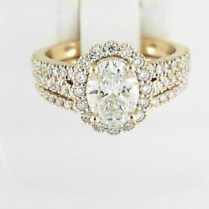 14K Yellow Gold Lab Grown Diamond Oval Center Semi-Mount Engagement Ring